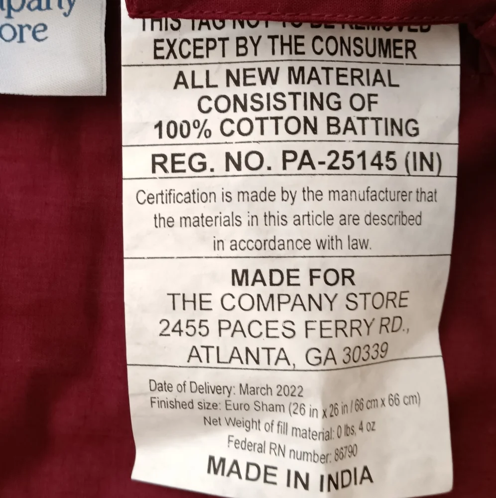 NWOT The Company Store Cotton Voile Euro Shams